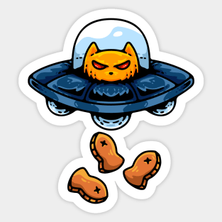 alien cat illustration Sticker